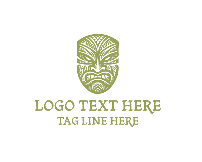 Tattoo Style Maori Mask Logo