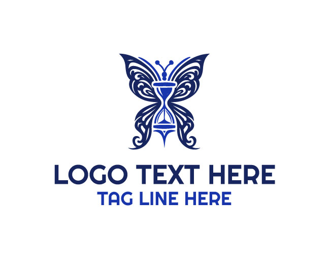 Wellness Hourglass Butterfly Logo