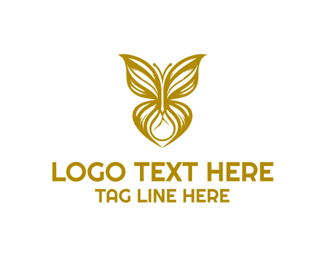 Golden Hourglass Butterfly Logo
