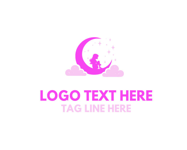 Dreamy Kid Sitting On Moon Logo