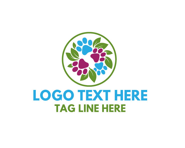 Green Natural Paw Logo