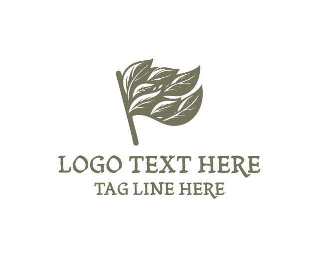 Eco Wave Leaves Flag Logo