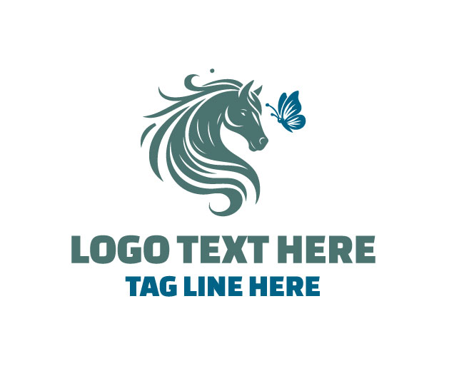 Elegant Horse Butterfly Logo