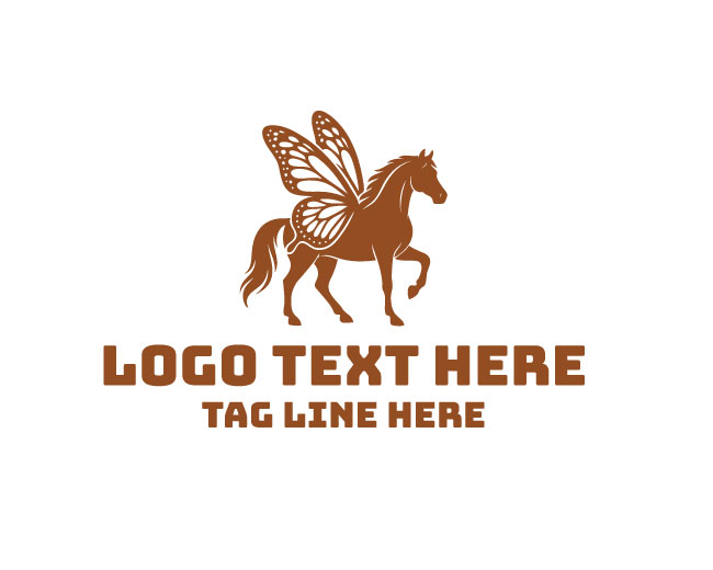 Minimalist Horse Butterfly Logo