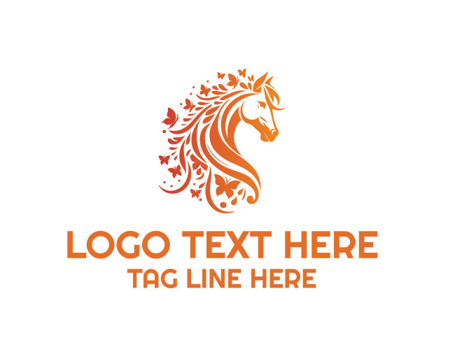 Luxury Horse Butterfly Logo