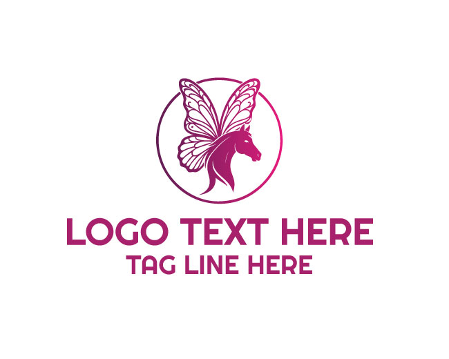 Premium Horse Butterfly Logo
