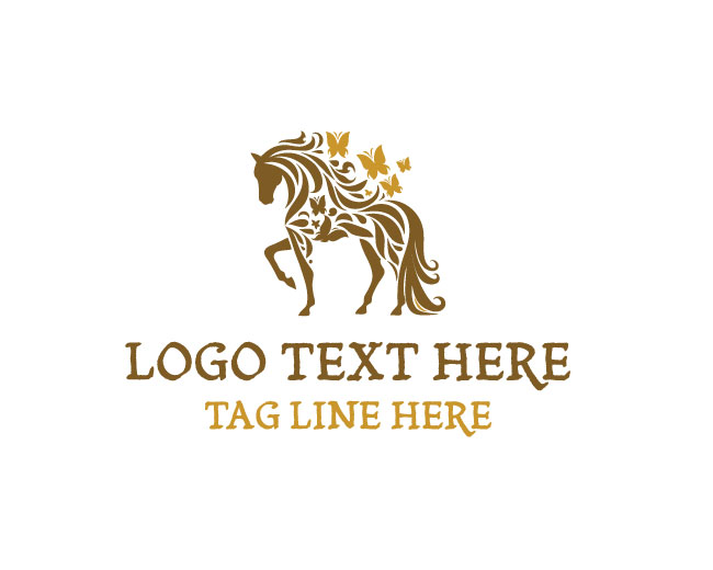 Graceful Horse Butterfly Logo