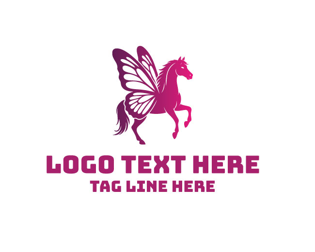 Butterfly Wings Horse Logo