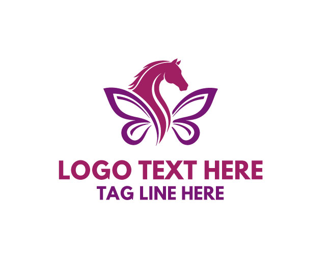 Watercolor Horse Butterfly Logo