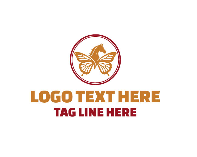 brown Horse Butterfly Logo