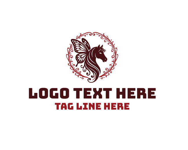 Enchanted Horse Butterfly Logo