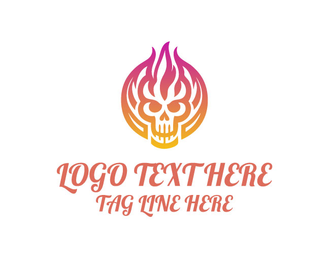 Burning Demon Skull Logo