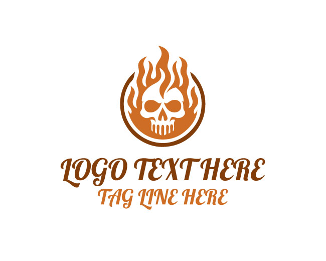 Skull Hazard Flame Logo