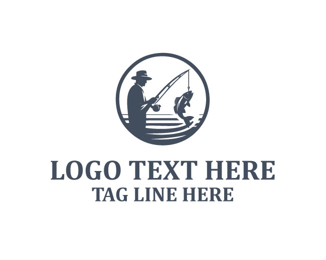 Bass Fishing Man Logo