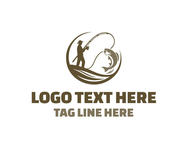 Fishing Man Silhouette Logo