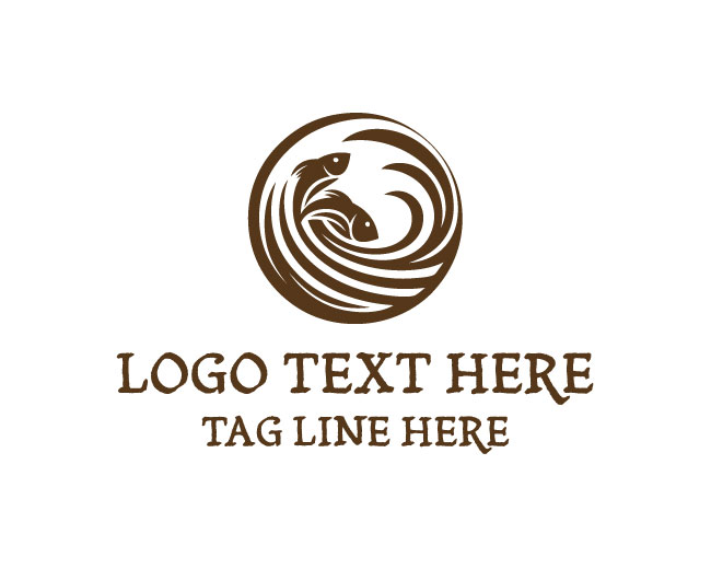 Abstract Twin Fish Circle Logo