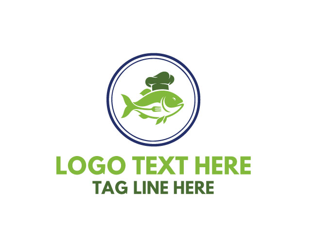  Seafood Bite Chef Fish Logo