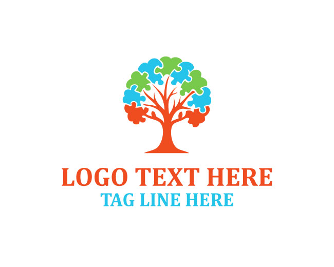 Colorful Puzzle Tree Logo