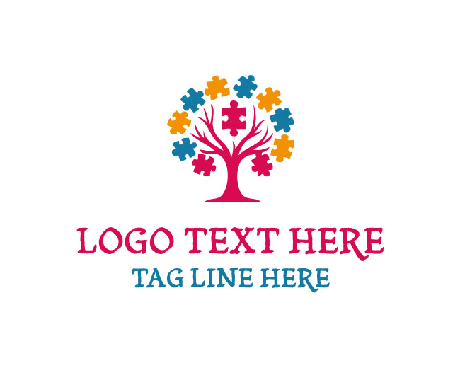 Modern Puzzle Tree Logo