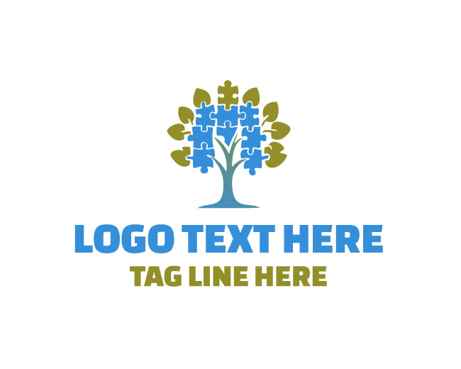 Abstract Puzzle Tree Logo