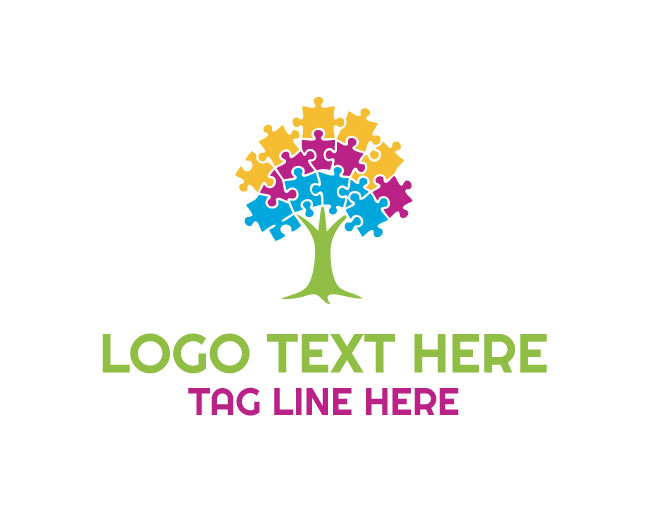 Education Puzzle Tree Logo