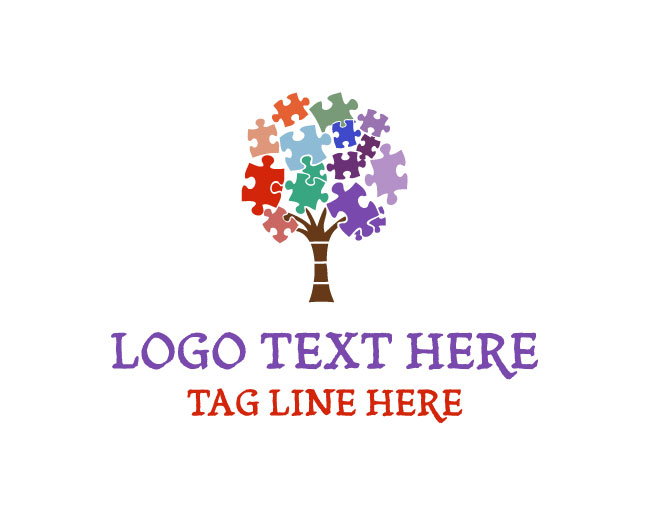Playful Puzzle Tree Logo