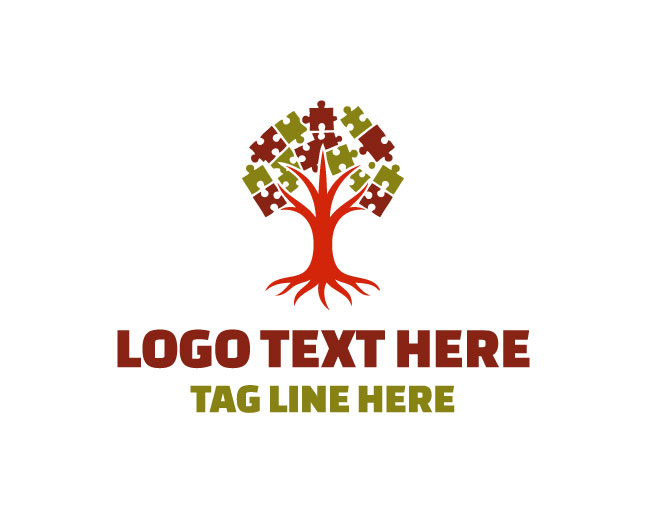 abstract Puzzle Tree Logo