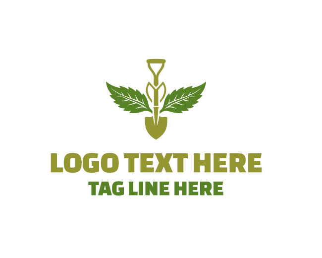 Minimalist Leaf Shovel Logo