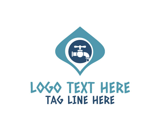 Blue Faucet Plumbing Logo