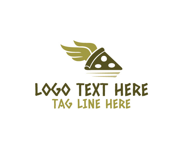 Winged Pizza Slice Logo