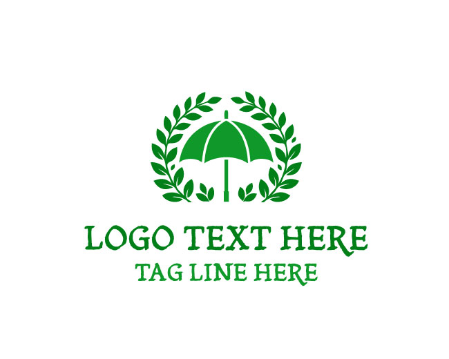 Umbrella Leaf Emblem Logo