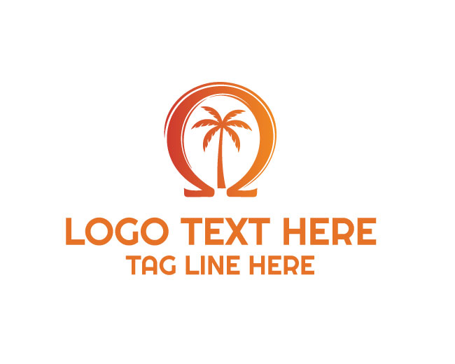 Omega Palm Gradient Tree Logo
