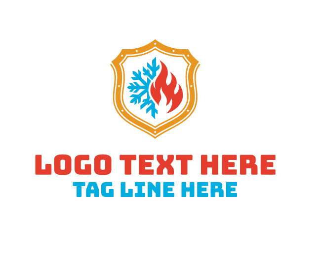  Simple Ice Flame Shield Logo