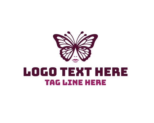 Elegant Butterfly Woman Logo