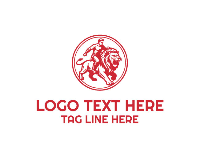 Man Riding Lion Logo