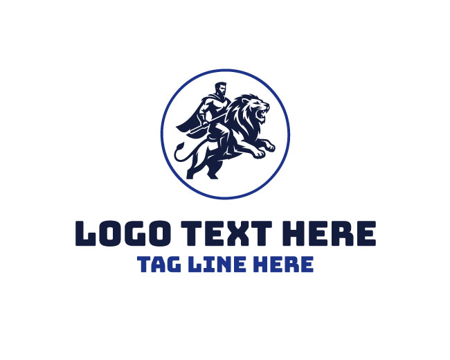 Champion Man Riding Lion Logo