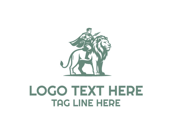 Fearless Man Riding Lion Logo