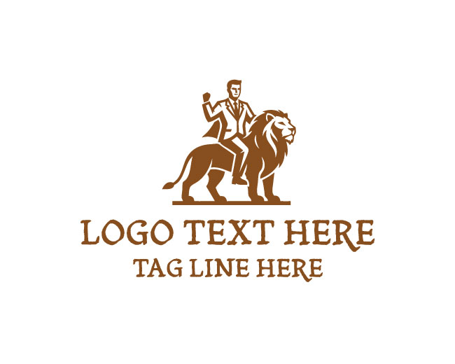  Majestic Man Riding Lion Logo