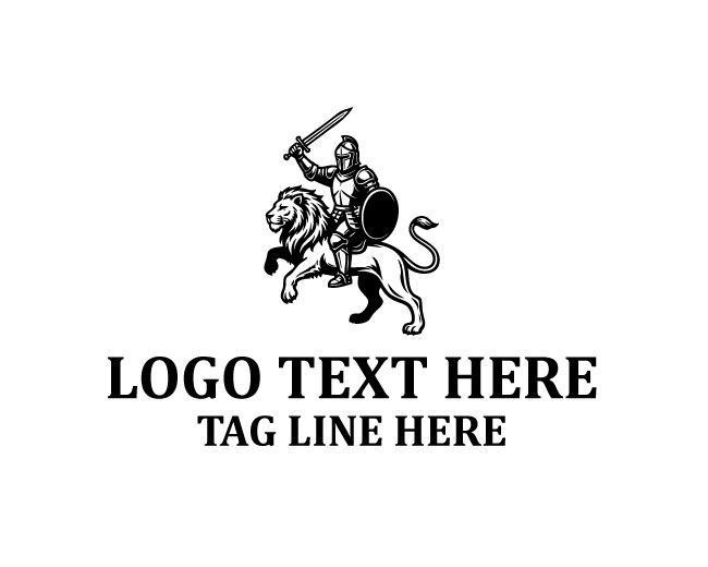 Man Riding Lion Black Logo