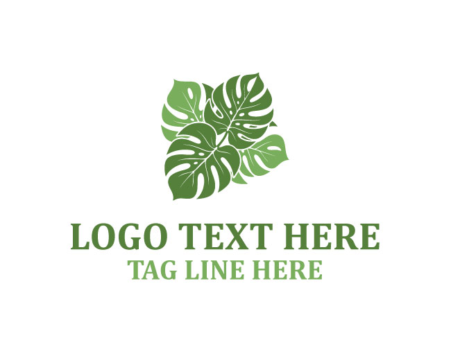Tropical Monstera Leaf Logo