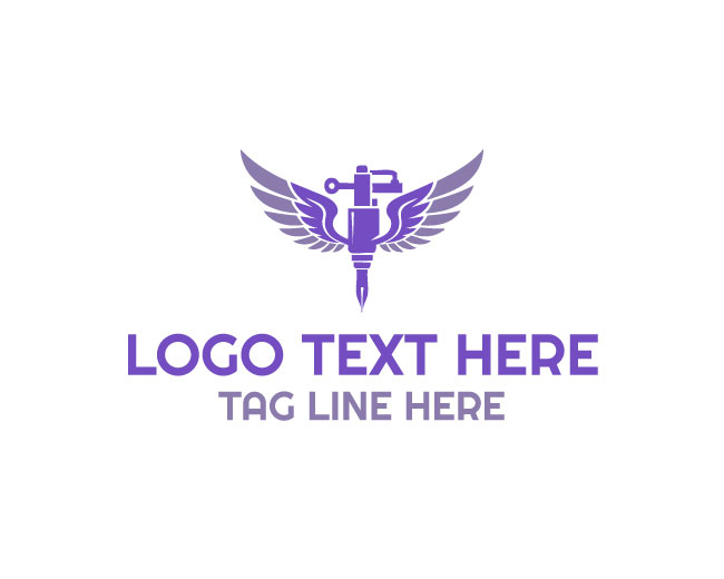 Tattoo Machine Wings Logo