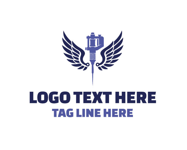 Tattoo Machine Eagle Wings Logo
