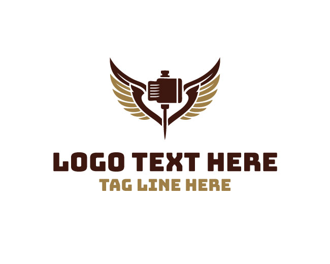 Tattoo Machine Angel Wings Logo