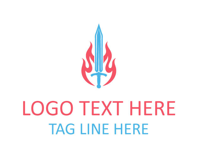  Abstract Flame Sword Logo
