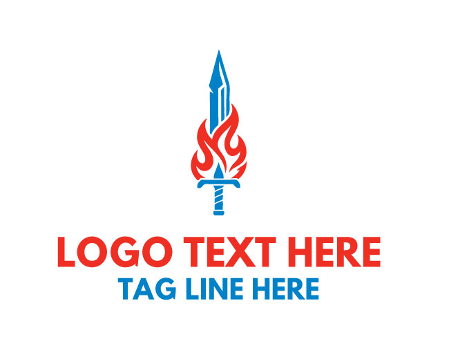 Unique Flame Sword Logo
