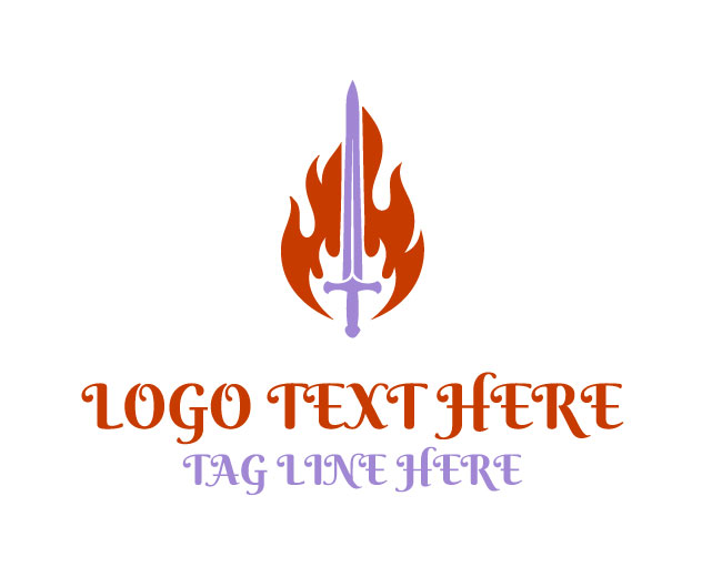 Stylish Flame Sword Logo