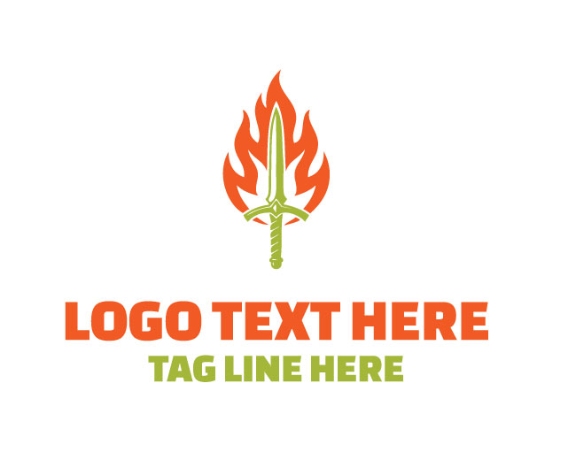 Luxury Warrior Flame Sword Logo