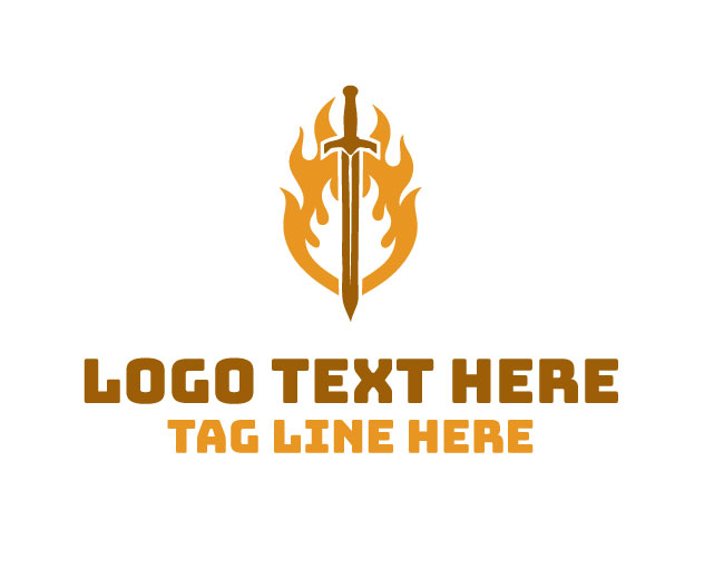  Luxury Crest Flame Sword Logo