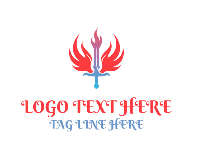 Wings Flame Sword Logo