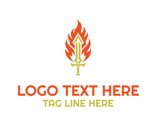 Modern Warrior Flame Sword Logo